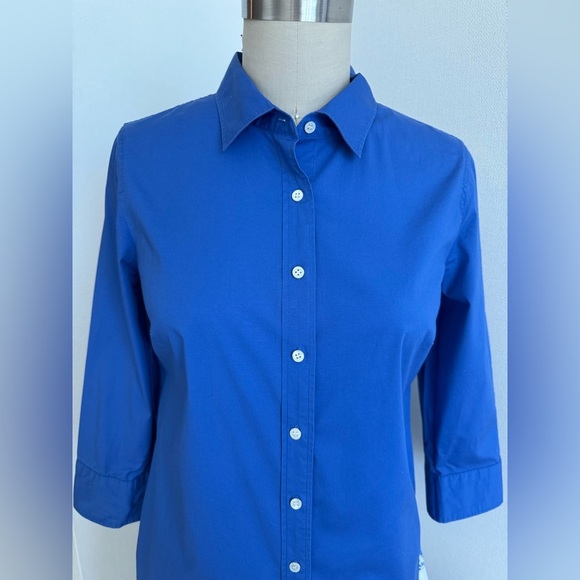 J. Crew Haberdashery cobalt Blue Cotton Blend Shirt, 3/4 sleeves Size S ( 4) - Picture 1 of 14